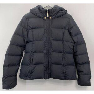 Sean John Down Puffer Jacket Coat Hooded Nylon Full Zip Black Womens L